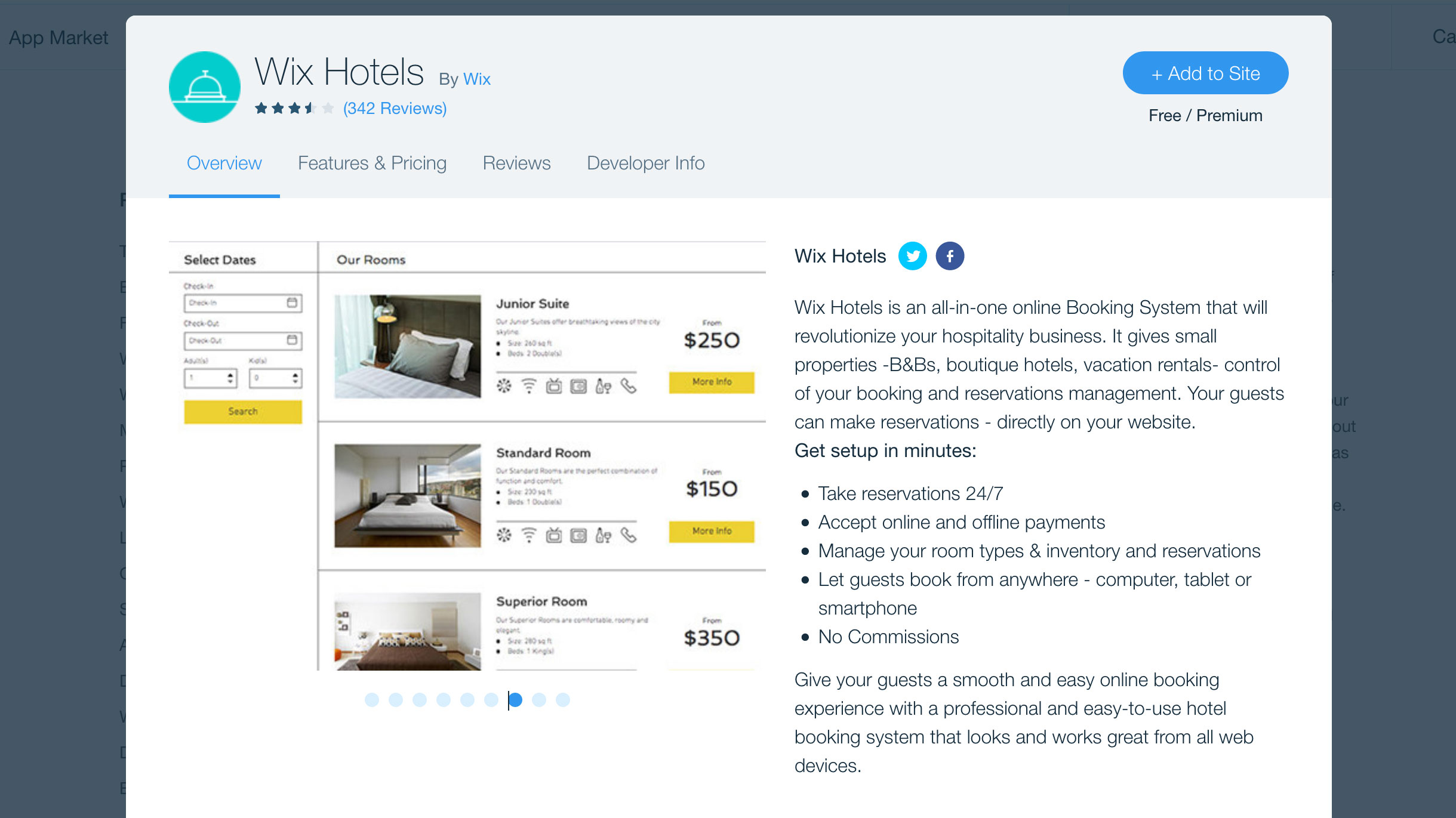Wix Hotels app screenshot